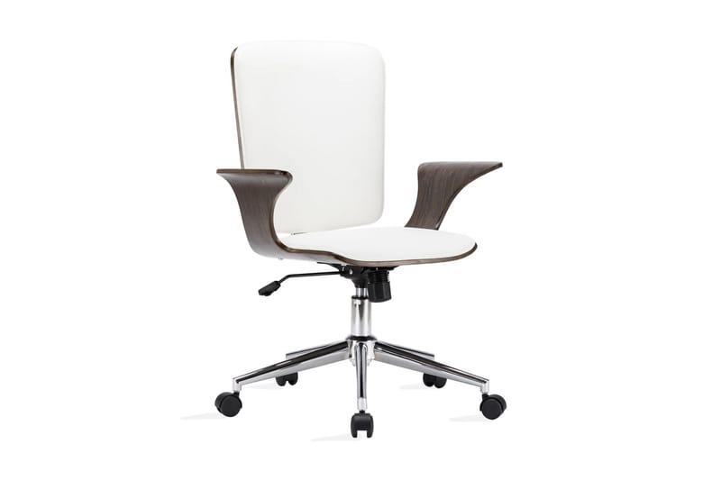 Kontorsstol snurrbar vit konstläder och böjträ - Vit - Kontorsstol & skrivbordsstol