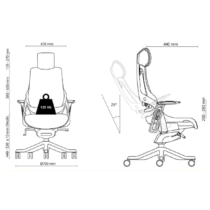 Kontorsstol Wau med bred ryggstöd - grå - Möbler - Stolar & fåtöljer - Kontorsstol & skrivbordsstol