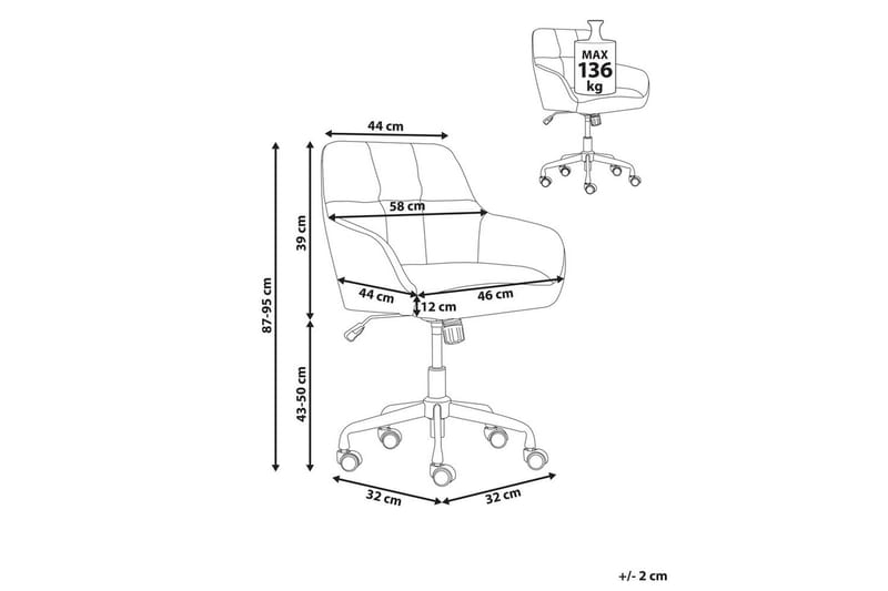 Kontorsstol Palmdale Beige/svart/guld - Beige/svart/guld - Möbler - Stolar & fåtöljer - Kontorsstol & skrivbordsstol