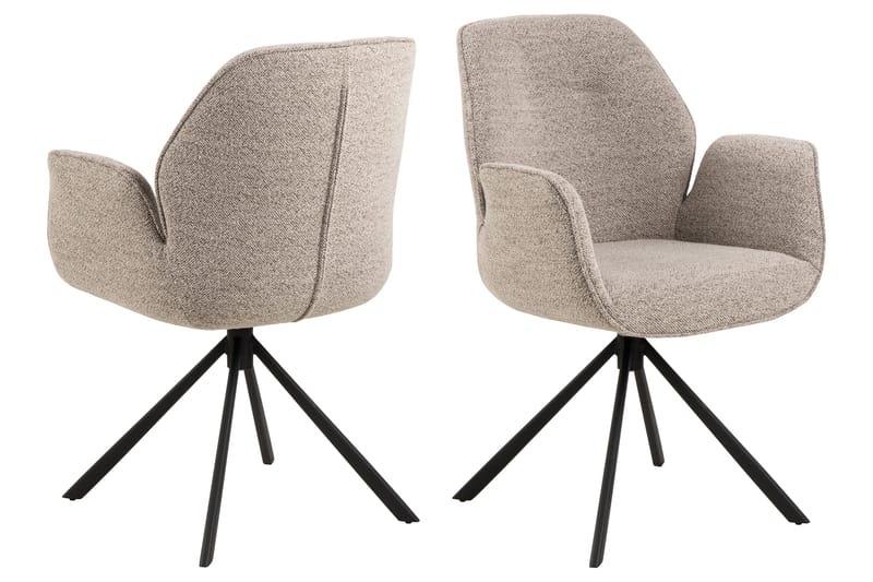 Lipie Matstol i Bouclé med Metallben, Beige