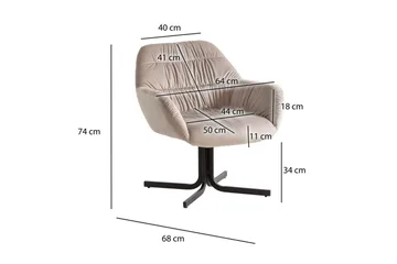 Lounge & Cocktailstol Wohnling mysig sammet klädd, med armstöd, modern stil Beige - Beige - Möbler - Stolar & fåtöljer - Fåtölj