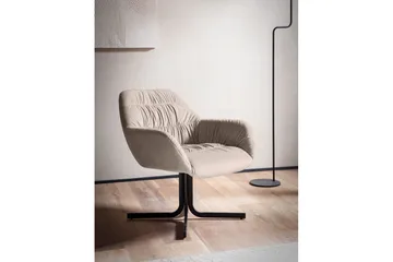 Lounge & Cocktailstol Wohnling mysig sammet klädd, med armstöd, modern stil Beige - Beige - Möbler - Stolar & fåtöljer - Fåtölj