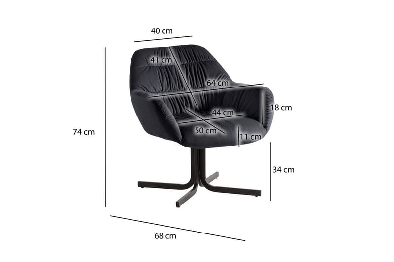 Lounge & Cocktailstol Wohnling mysig sammet klädd, med armstöd, modern stil Svart - Svart - Möbler - Stolar & fåtöljer - Fåtölj