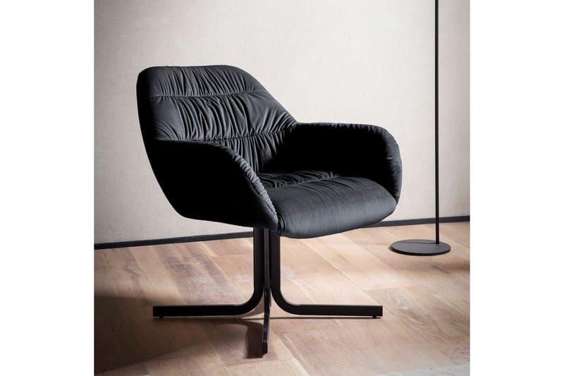 Lounge & Cocktailstol Wohnling mysig sammet klädd, med armstöd, modern stil Svart - Svart - Möbler - Stolar & fåtöljer - Fåtölj