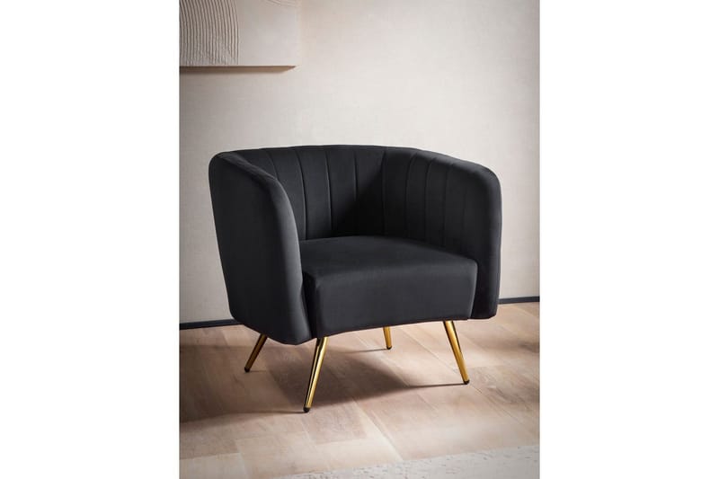 Lounge & Cocktailstol Wohnling Sammet stoppad Gyllene Metallben Industriell - Möbler - Stolar & fåtöljer - Matstol & köksstol