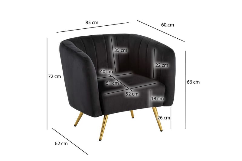 Lounge & Cocktailstol Wohnling Sammet stoppad Gyllene Metallben Industriell - Möbler - Stolar & fåtöljer - Matstol & köksstol