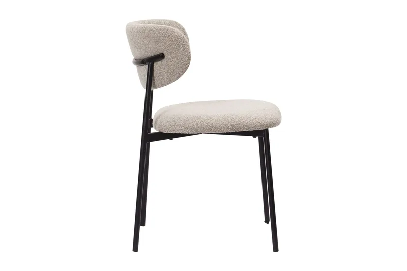 Lucy Matstol - Greige Bouclé / Metallben Svart - Möbler - Stolar & fåtöljer - Matstol & köksstol