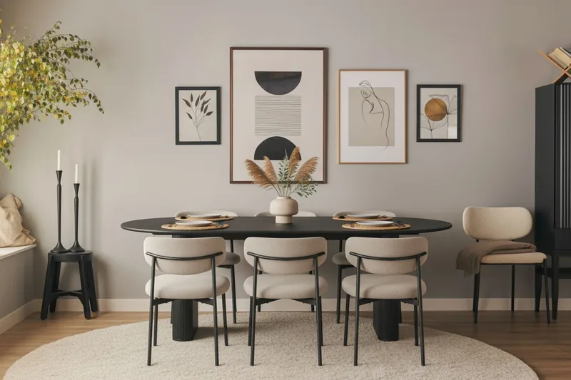 Lucy Matstol - Greige Bouclé / Metallben Svart - Möbler - Stolar & fåtöljer - Matstol & köksstol