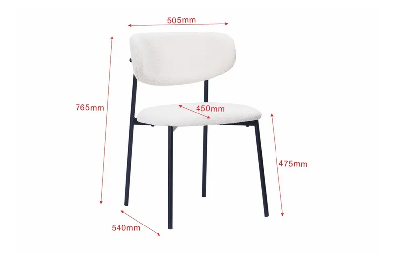 Lucy Matstol - Vit Bouclé / Metallben Svart - Möbler - Stolar & fåtöljer - Matstol & köksstol