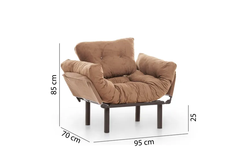 Maryborough Fällbar och Bäddbar Reclinerfåtölj i Velour - Brun - Möbler - Stolar & fåtöljer - Fåtölj