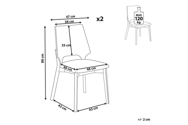 Matsalsstol Abee set om 2 Grå-Mörkt Trä - Grå-Mörkt Trä - Möbler - Stolar & fåtöljer - Matstol & köksstol