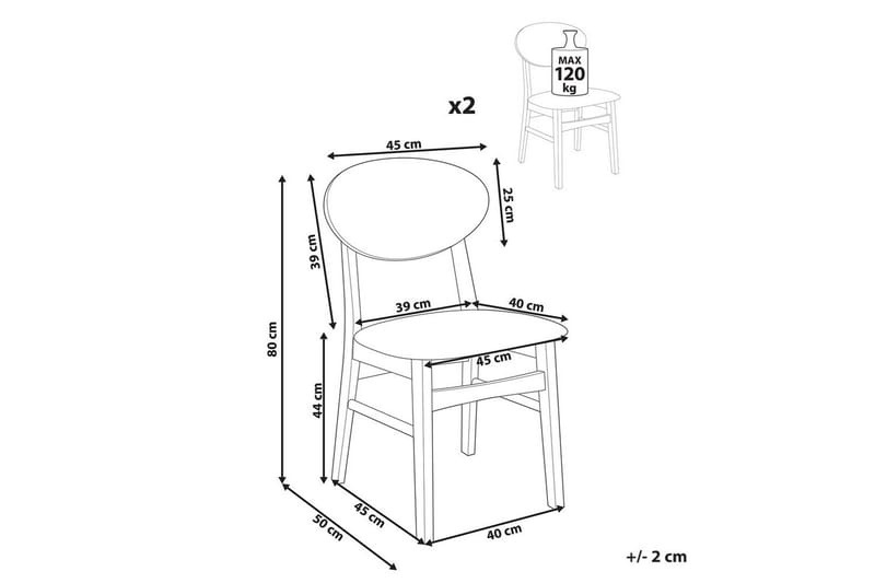 Matsalsstol Amery set om 2 Ljus Trä-Vit - Ljus Trä-Vit - Möbler - Stolar & fåtöljer - Matstol & köksstol