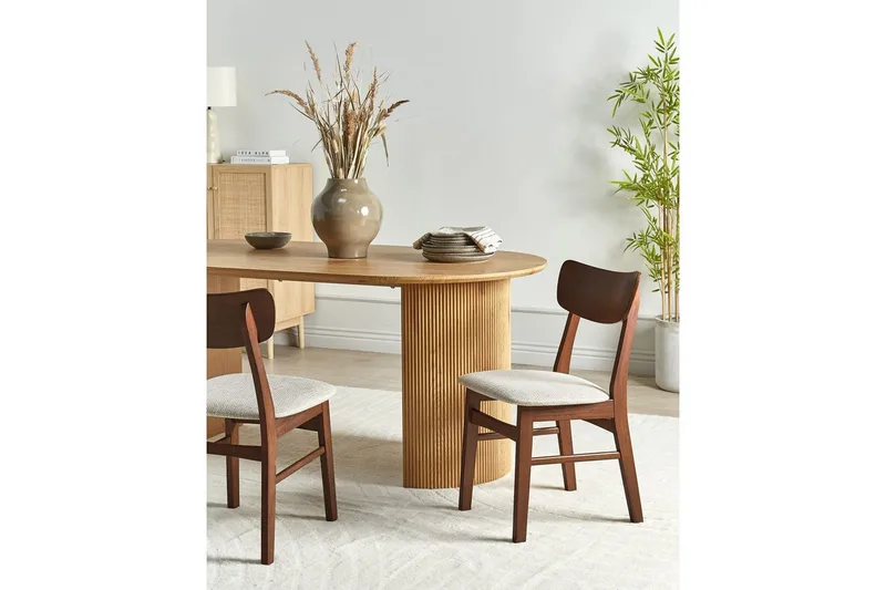 Matsalsstol Anoka set om 2 Mörk Trä-Beige - Mörk Trä-Beige - Möbler - Stolar & fåtöljer - Matstol & köksstol