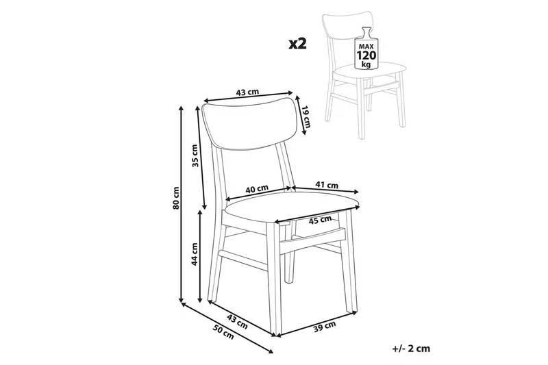 Matsalsstol Anoka set om 2 Mörkt Trä-Grått - Mörkt Trä-Grått - Möbler - Stolar & fåtöljer - Matstol & köksstol