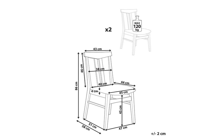 Matsalsstol Avalon set om 2 Ljus Trä-Beige - Ljus Trä-Beige - Möbler - Stolar & fåtöljer - Matstol & köksstol