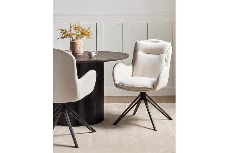 Matsalsstol Avelar set om 2 Beige-Svart - Beige-Svart - Möbler - Stolar & fåtöljer - Matstol & köksstol