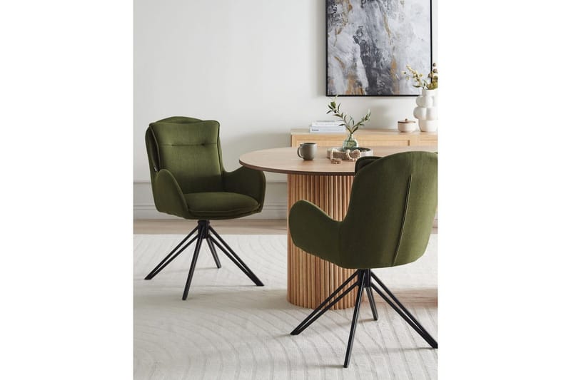 Matsalsstol Avelar set om 2 Mörkgrön-Svart - Mörkgrön-Svart - Möbler - Stolar & fåtöljer - Matstol & köksstol