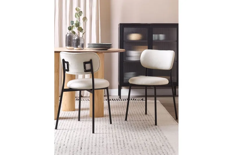 Matsalsstol Casey set om 2 Beige-Svart - Beige-Svart - Möbler - Stolar & fåtöljer - Matstol & köksstol