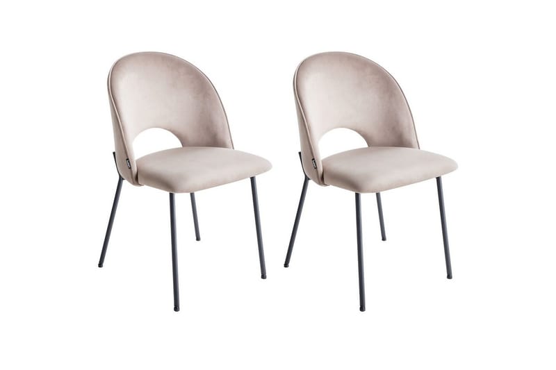Matsalsstol Covelo set om 2 Beige-Svart - Beige-Svart - Möbler - Stolar & fåtöljer - Matstol & köksstol