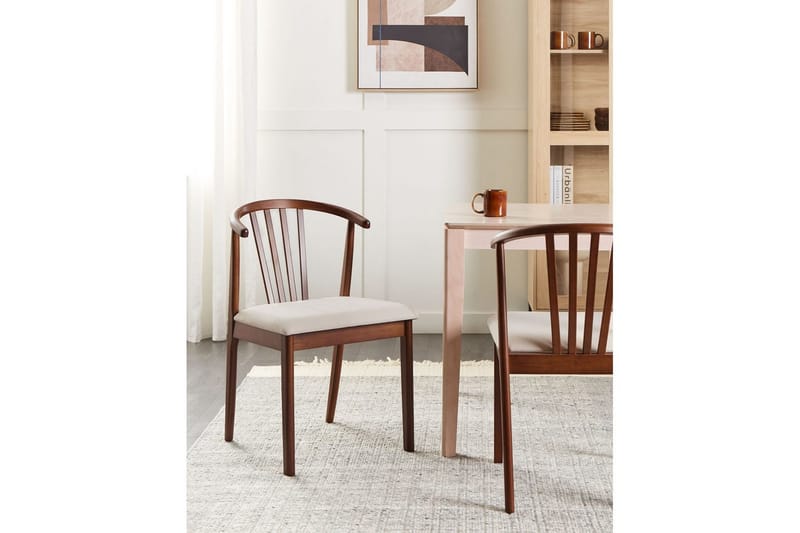 Matsalsstol Craig set om 2 Mörk Trä-Beige - Mörk Trä-Beige - Möbler - Stolar & fåtöljer - Matstol & köksstol