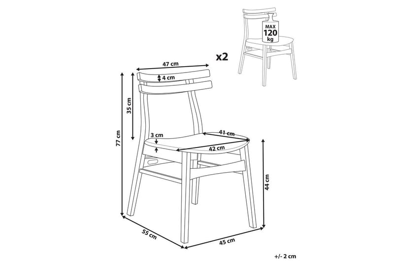 Matsalsstol Cynthiana set om 2 Mörk Trä-Beige - Mörk Trä-Beige - Möbler - Stolar & fåtöljer - Matstol & köksstol