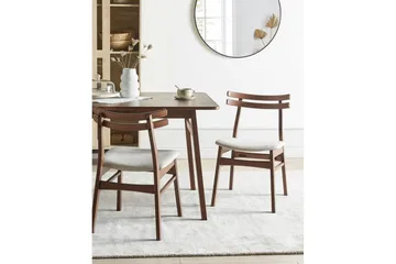 Matsalsstol Cynthiana set om 2 Mörk Trä-Beige - Mörk Trä-Beige - Möbler - Stolar & fåtöljer - Matstol & köksstol