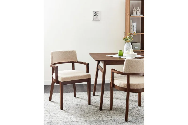 Matsalsstol Dalbo set om 2 Beige-Mörkt Trä - Beige-Mörkt Trä - Möbler - Stolar & fåtöljer - Matstol & köksstol