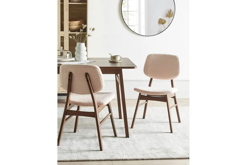 Matsalsstol Ella set om 2 Mörk Trä-Beige - Mörk Trä-Beige - Möbler - Stolar & fåtöljer - Matstol & köksstol