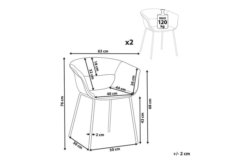 Matsalsstol Elma set om 2 Vit-Svart - Vit-Svart - Möbler - Stolar & fåtöljer - Matstol & köksstol