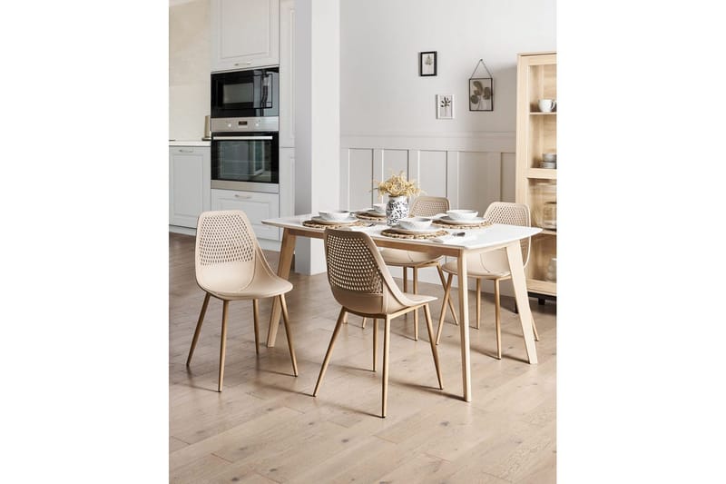 Matsalsstol Hazelton set om 4 Beige-Ljust Trä - Beige-Ljust Trä - Möbler - Stolar & fåtöljer - Matstol & köksstol
