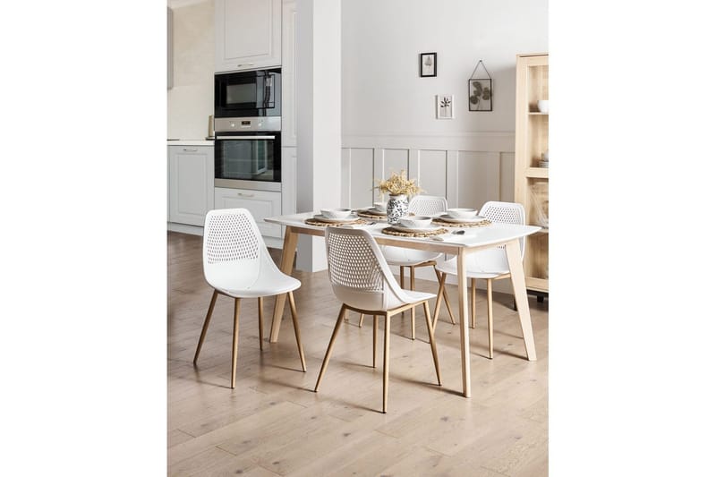 Matsalsstol Hazelton set om 4 Vit-Ljust Trä - Vit-Ljust Trä - Möbler - Stolar & fåtöljer - Matstol & köksstol