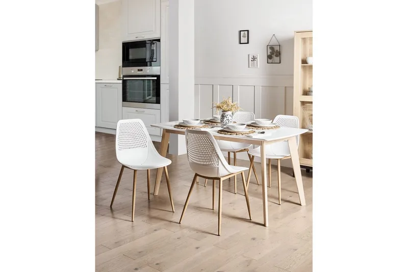 Matsalsstol Hazelton set om 4 Vit-Ljust Trä - Vit-Ljust Trä - Möbler - Stolar & fåtöljer - Matstol & köksstol