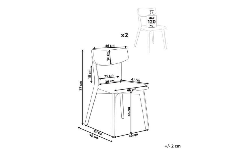 Matsalsstol Hope set om 2 Mörk Trä-Beige - Mörk Trä-Beige - Möbler - Stolar & fåtöljer - Matstol & köksstol