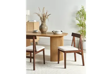 Matsalsstol Isle set om 2 Mörk Trä-Beige - Mörk Trä-Beige - Möbler - Stolar & fåtöljer - Matstol & köksstol