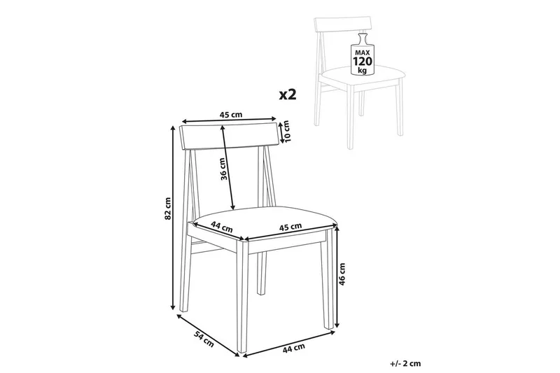 Matsalsstol Isle set om 2 Mörk Trä-Beige - Mörk Trä-Beige - Möbler - Stolar & fåtöljer - Matstol & köksstol