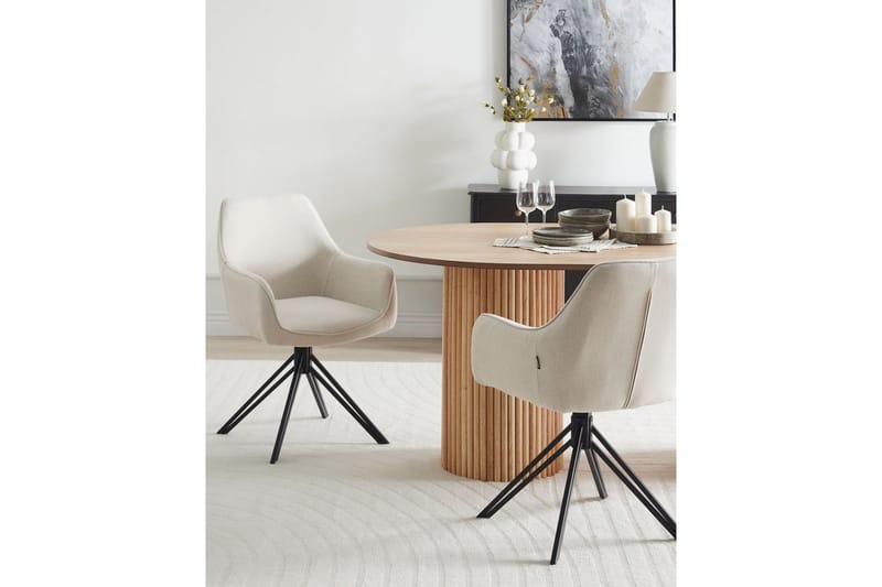 Matsalsstol Jodar set om 2 Beige-Svart - Beige-Svart - Möbler - Stolar & fåtöljer - Matstol & köksstol