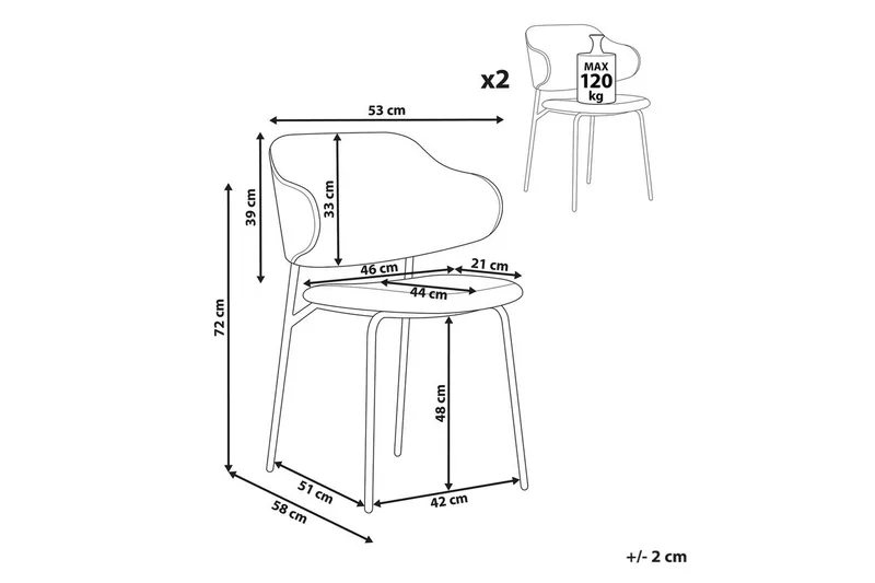 Matsalsstol Kenai set om 2, undefined