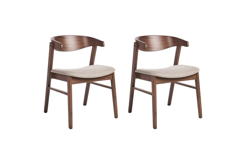 Matsalsstol Lilly set om 2 Beige-Mörkt Trä - Beige-Mörkt Trä - Möbler - Stolar & fåtöljer - Matstol & köksstol