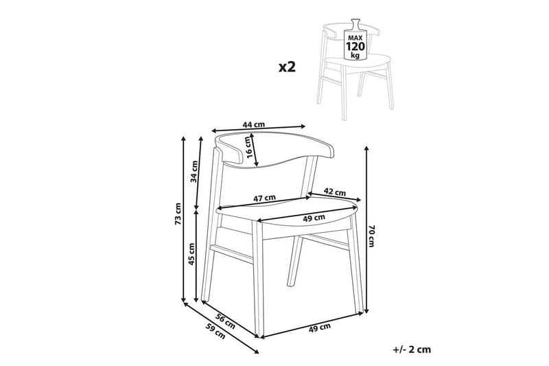 Matsalsstol Lilly set om 2 Grå-Ljust Trä - Grå-Ljust Trä - Möbler - Stolar & fåtöljer - Matstol & köksstol
