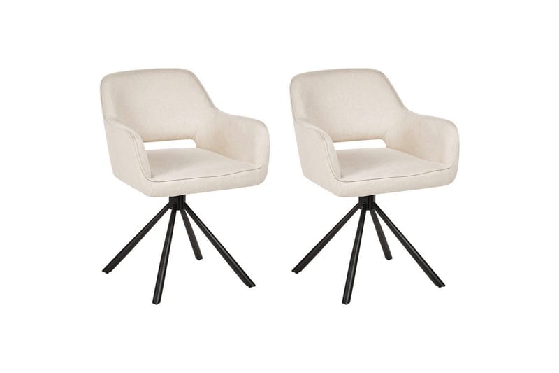 Matsalsstol Loures set om 2 Beige-Svart - Beige-Svart - Möbler - Stolar & fåtöljer - Matstol & köksstol