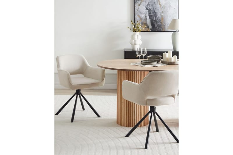 Matsalsstol Loures set om 2 Beige-Svart - Beige-Svart - Möbler - Stolar & fåtöljer - Matstol & köksstol