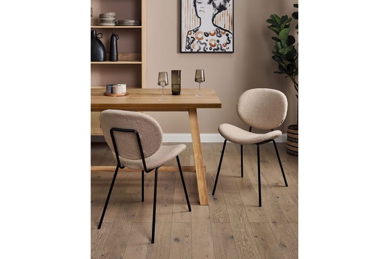 Matsalsstol Luana set om 2 Beige-Svart - Beige-Svart - Möbler - Stolar & fåtöljer - Matstol & köksstol