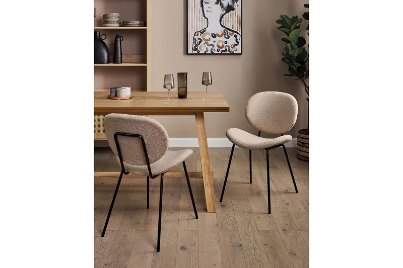 Matsalsstol Luana set om 2 Beige-Svart - Beige-Svart - Möbler - Stolar & fåtöljer - Matstol & köksstol
