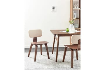 Matsalsstol Lucinda set om 2 Beige-Mörkt Trä - Beige-Mörkt Trä - Möbler - Stolar & fåtöljer - Matstol & köksstol
