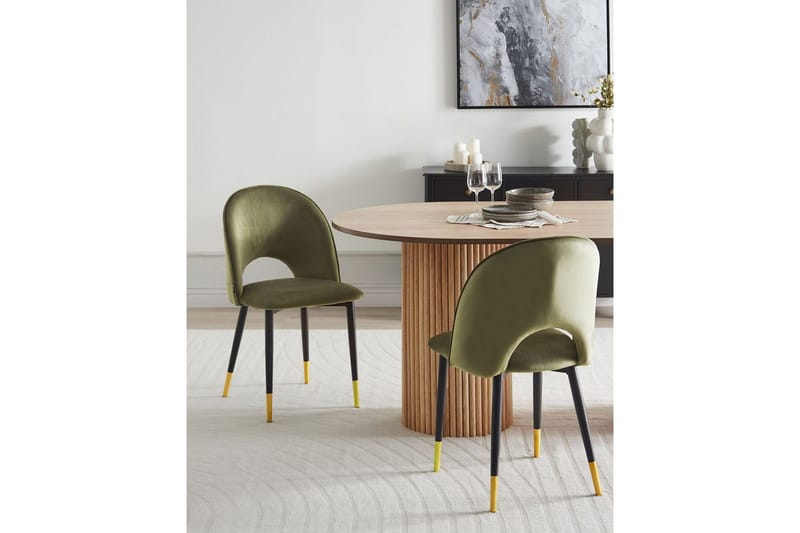 Matsalsstol Magalia set om 2 Grön-Svart-Guld - Grön-Svart-Guld - Möbler - Stolar & fåtöljer - Matstol & köksstol