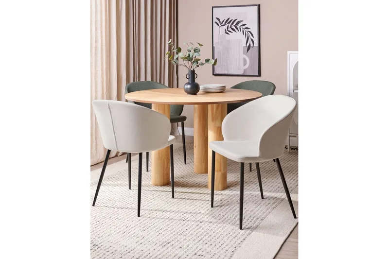 Matsalsstol Mason set om 2 Beige-Svart - Beige-Svart - Möbler - Stolar & fåtöljer - Matstol & köksstol