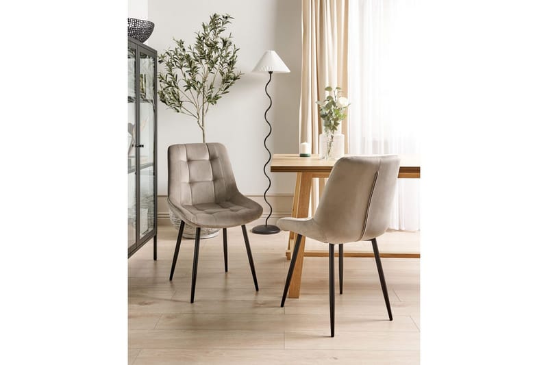 Matsalsstol Melrose set om 2 Beige-Svart - Beige-Svart - Möbler - Stolar & fåtöljer - Matstol & köksstol