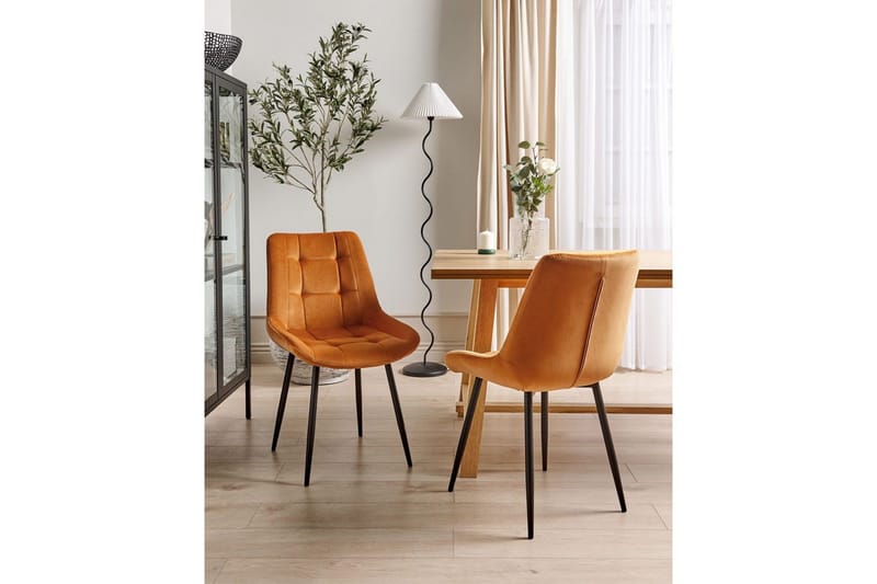 Matsalsstol Melrose set om 2 Orange-Svart - Orange-Svart - Möbler - Stolar & fåtöljer - Matstol & köksstol