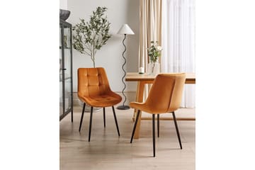 Matsalsstol Melrose set om 2 Orange-Svart - Orange-Svart - Möbler - Stolar & fåtöljer - Matstol & köksstol