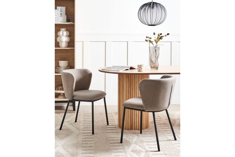 Matsalsstol Mina set om 2 Beige/svart - Beige/svart - Möbler - Stolar & fåtöljer - Matstol & köksstol